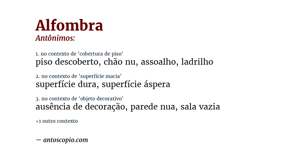 Antônimo de alfombra