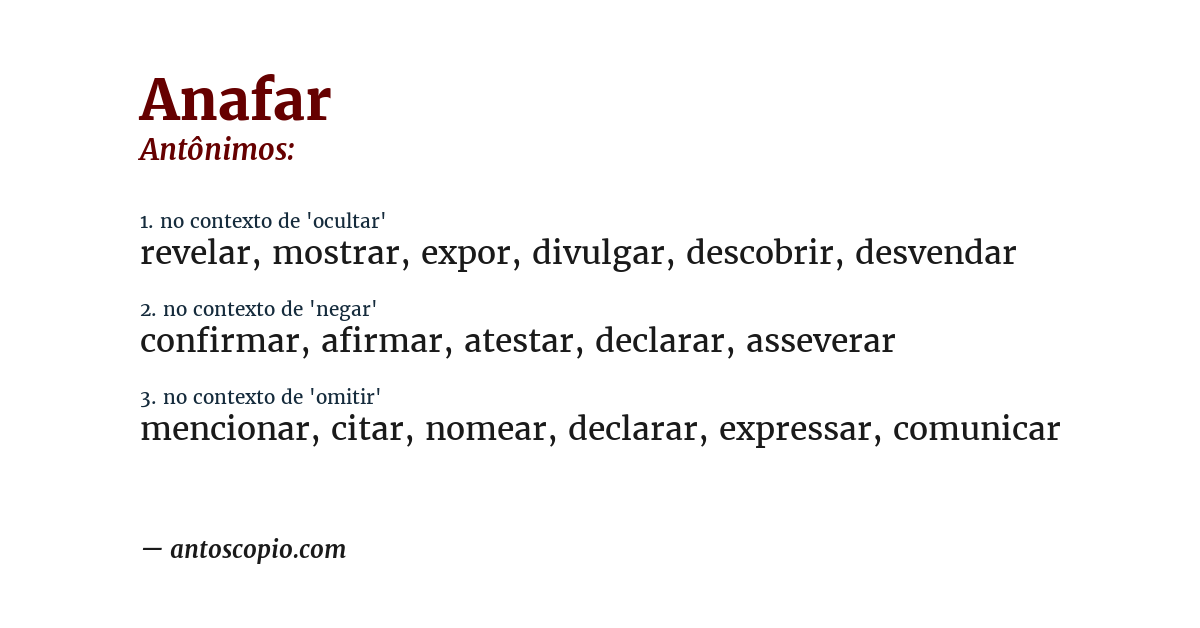 Antônimo de anafar