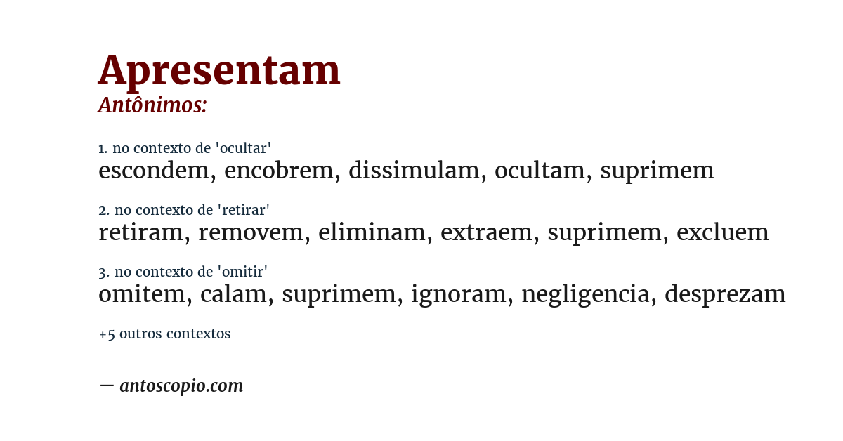 Antônimo de apresentam