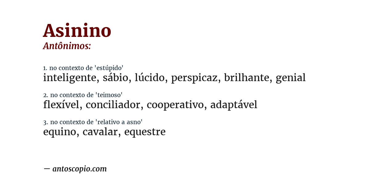 Antônimo de asinino