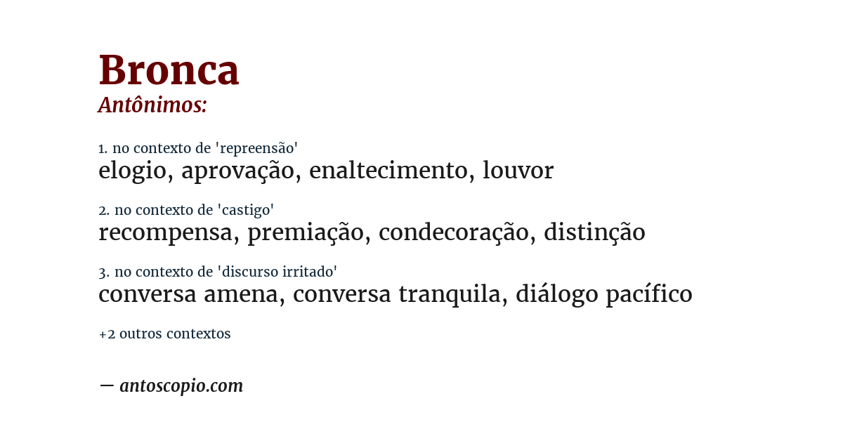 Antônimo de bronca