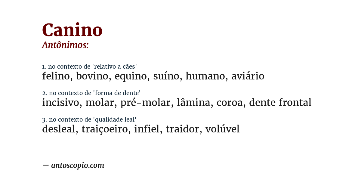 Antônimo de canino