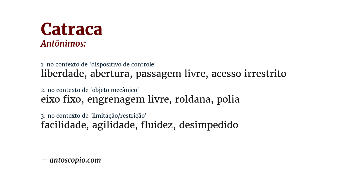 Antônimo de catraca