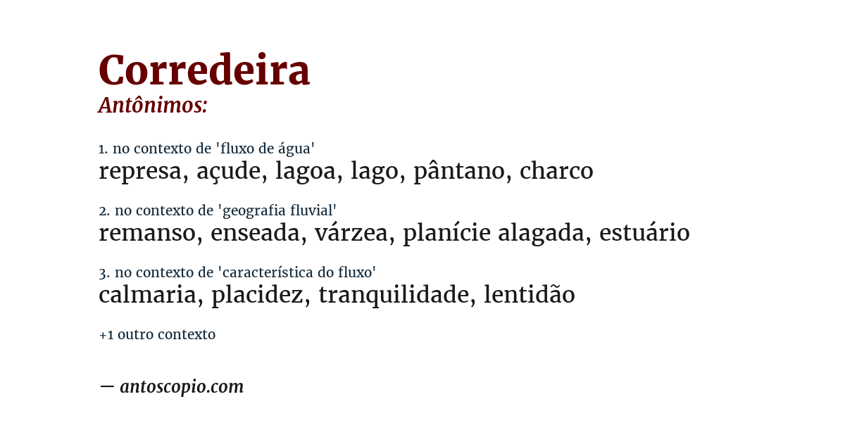 Antônimo de corredeira