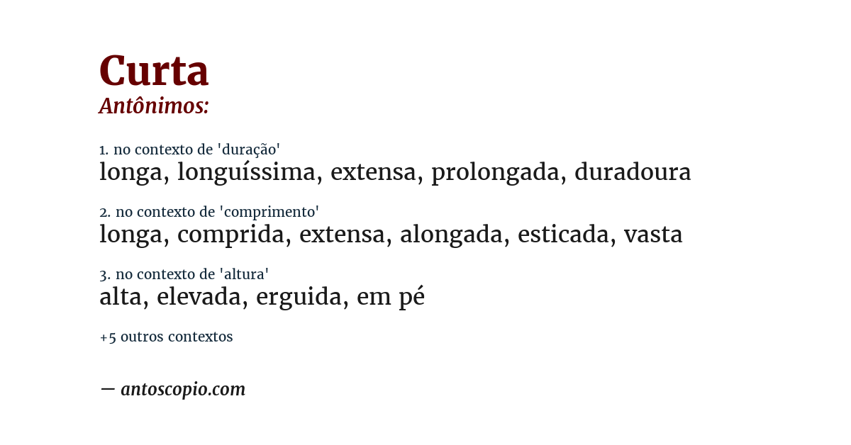 Antônimo de curta