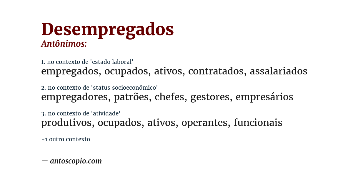 Antônimo de desempregados