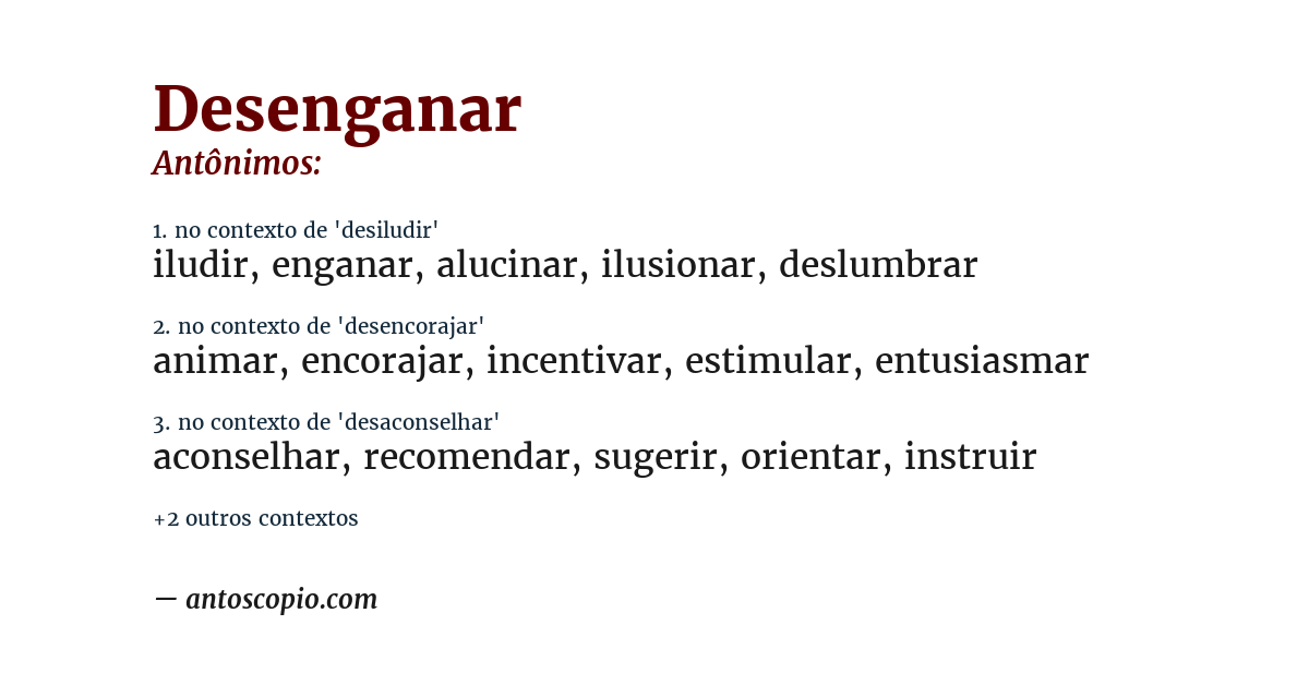 Antônimo de desenganar