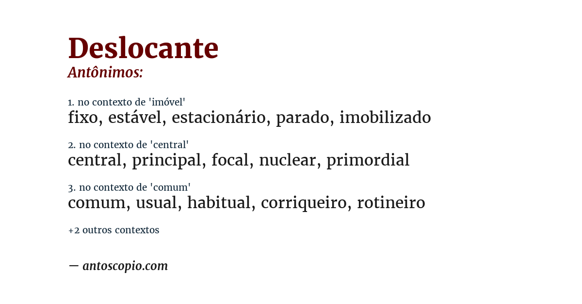 Antônimo de deslocante