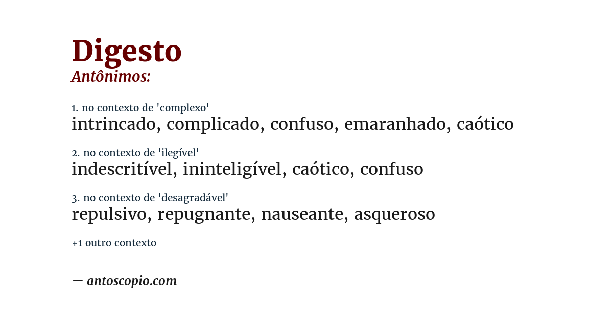 Antônimo de digesto