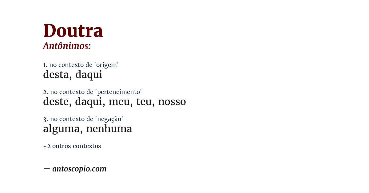 Antônimo de doutra