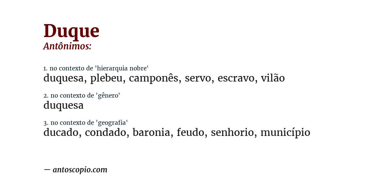 Antônimo de duque