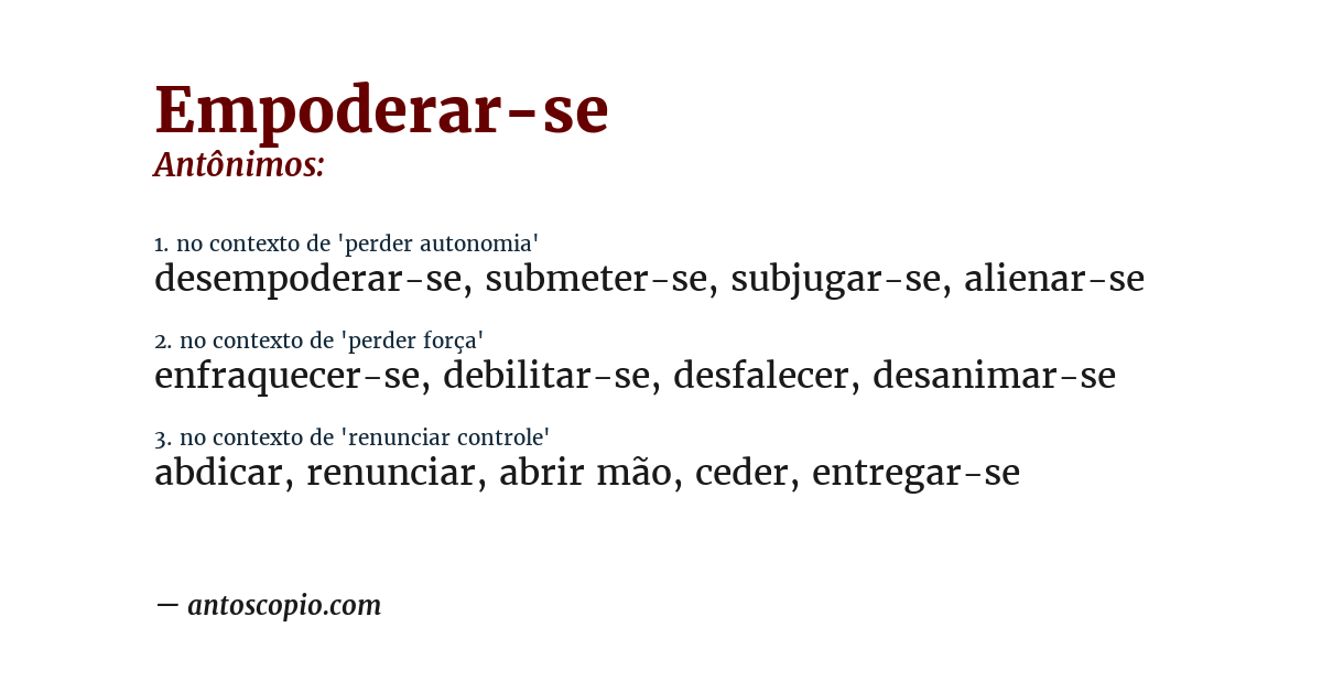 Antônimo de empoderar-se