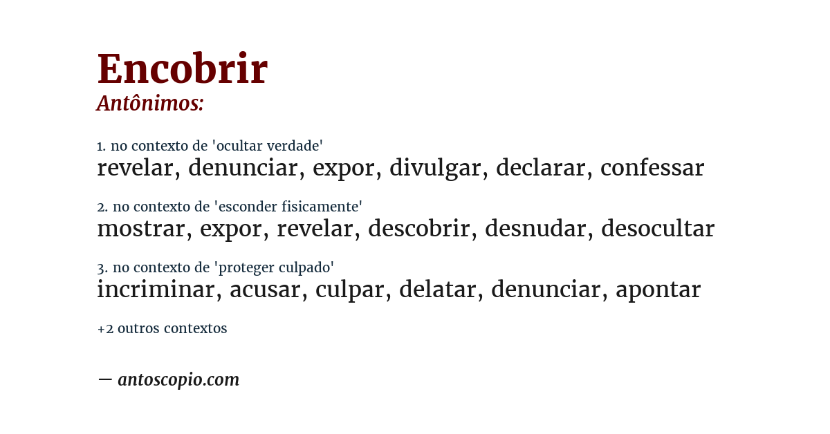 Antônimo de encobrir