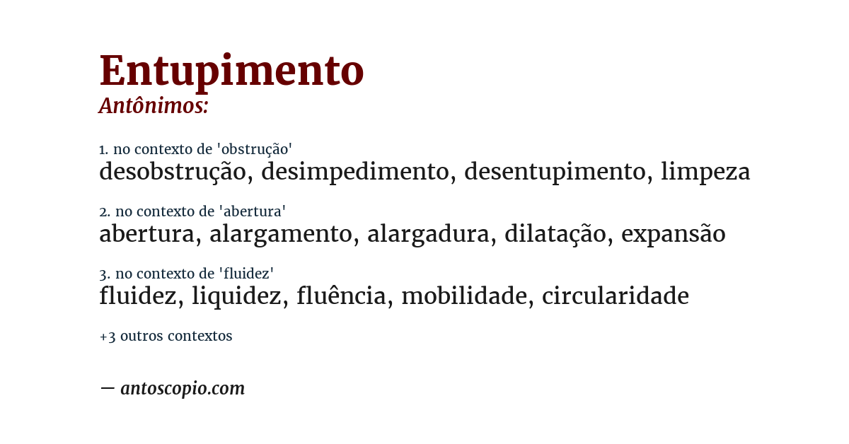 Antônimo de entupimento