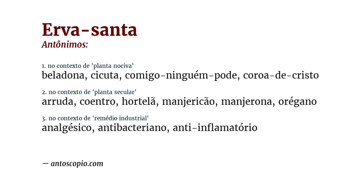 Antônimo de erva-santa