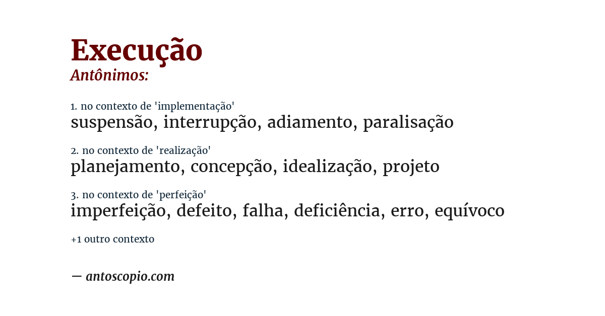 Antônimo de execução