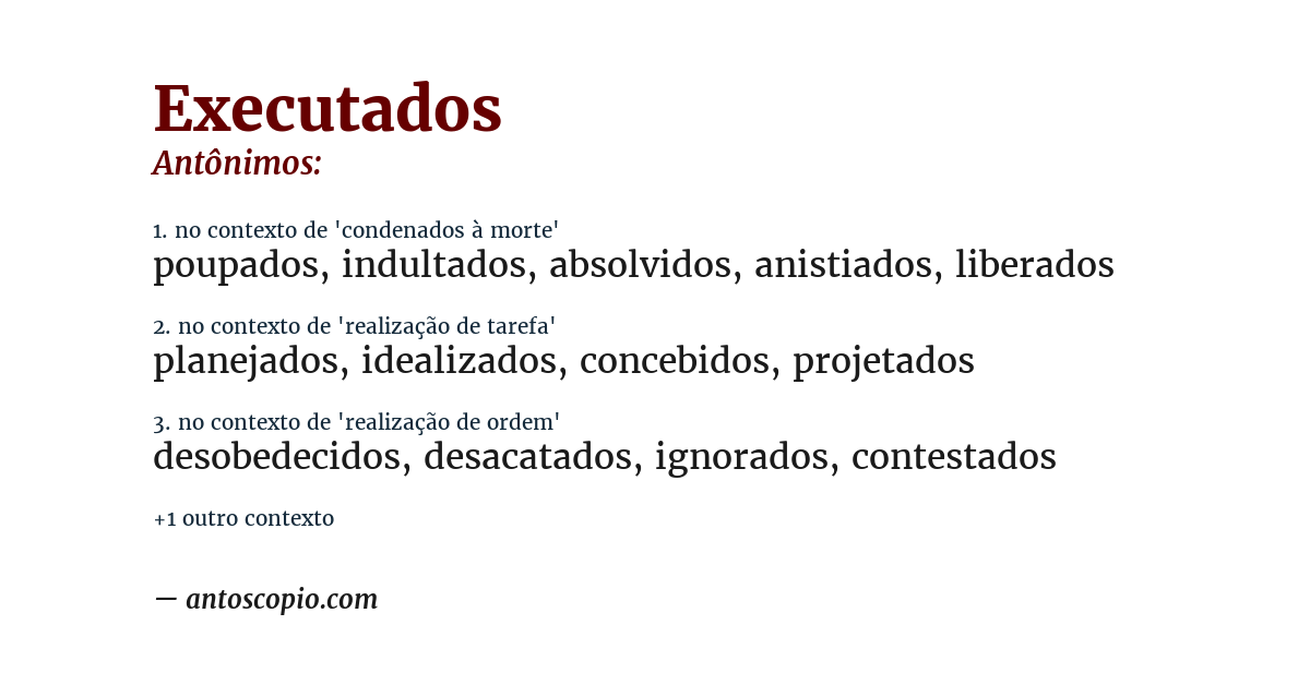 Antônimo de executados