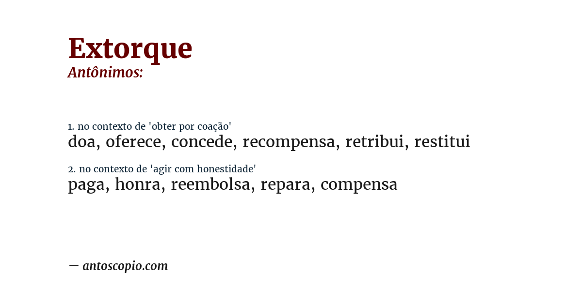 Antônimo de extorque