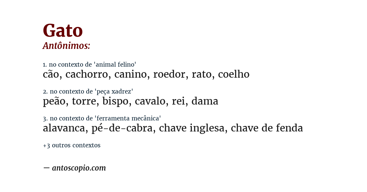 Antônimo de gato