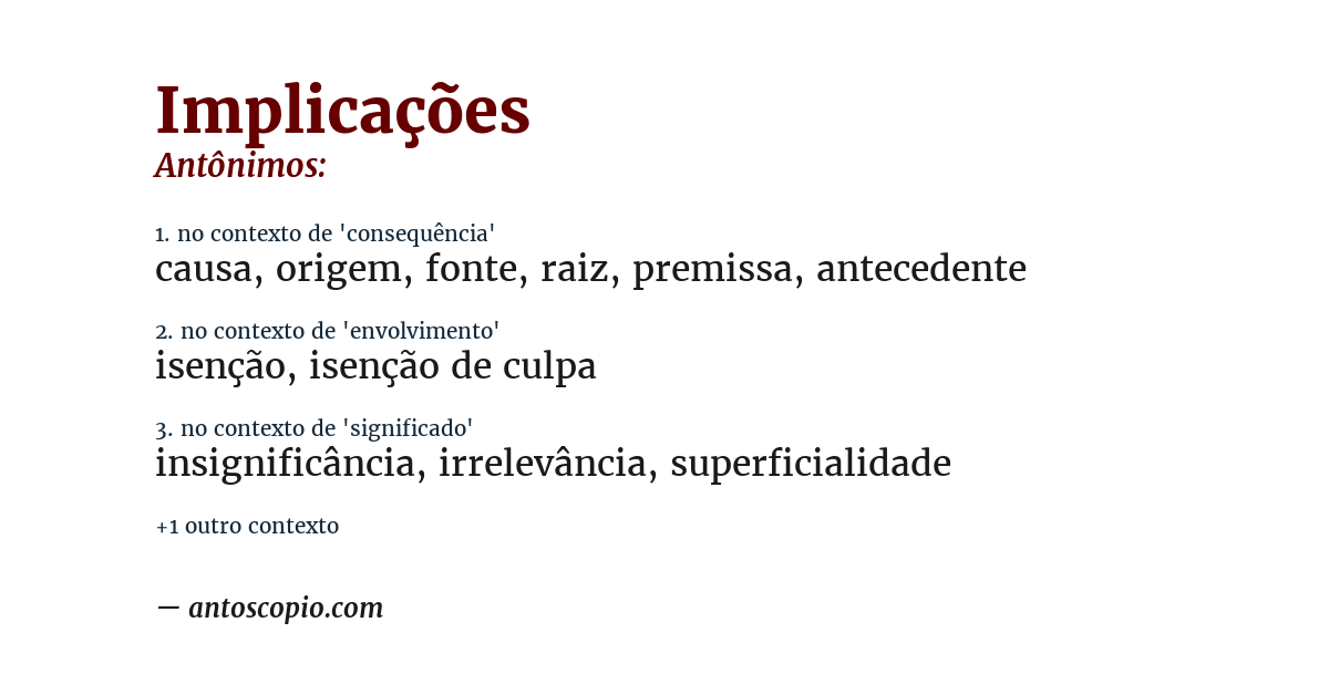 Antônimo de implicações