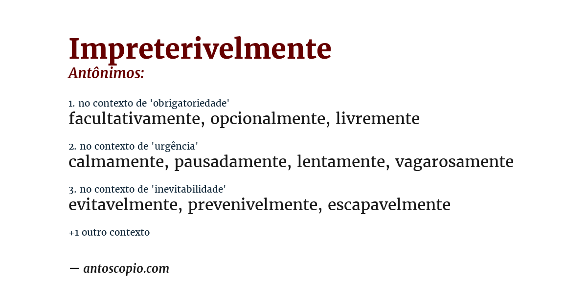Antônimo de impreterivelmente