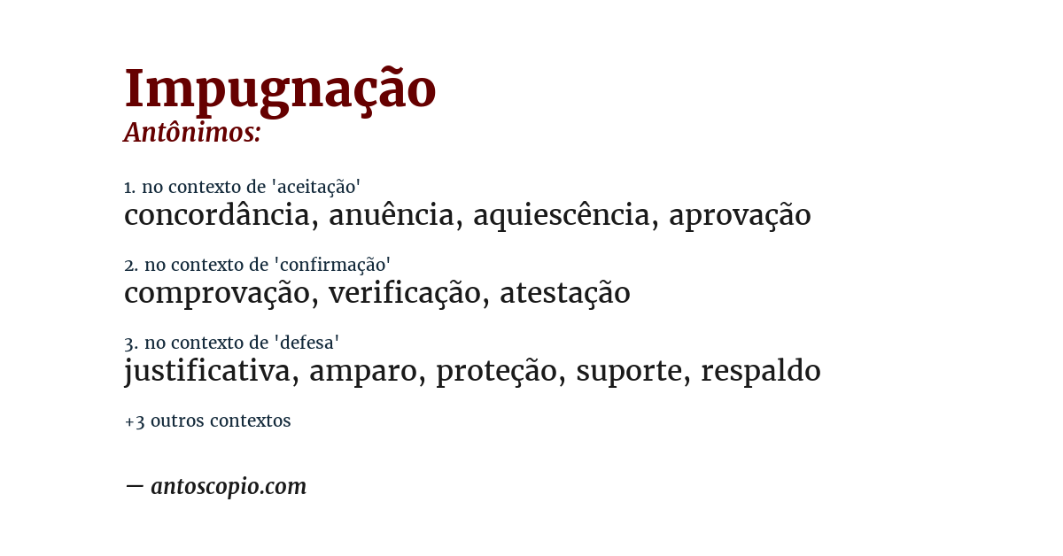 Antônimo de impugnação