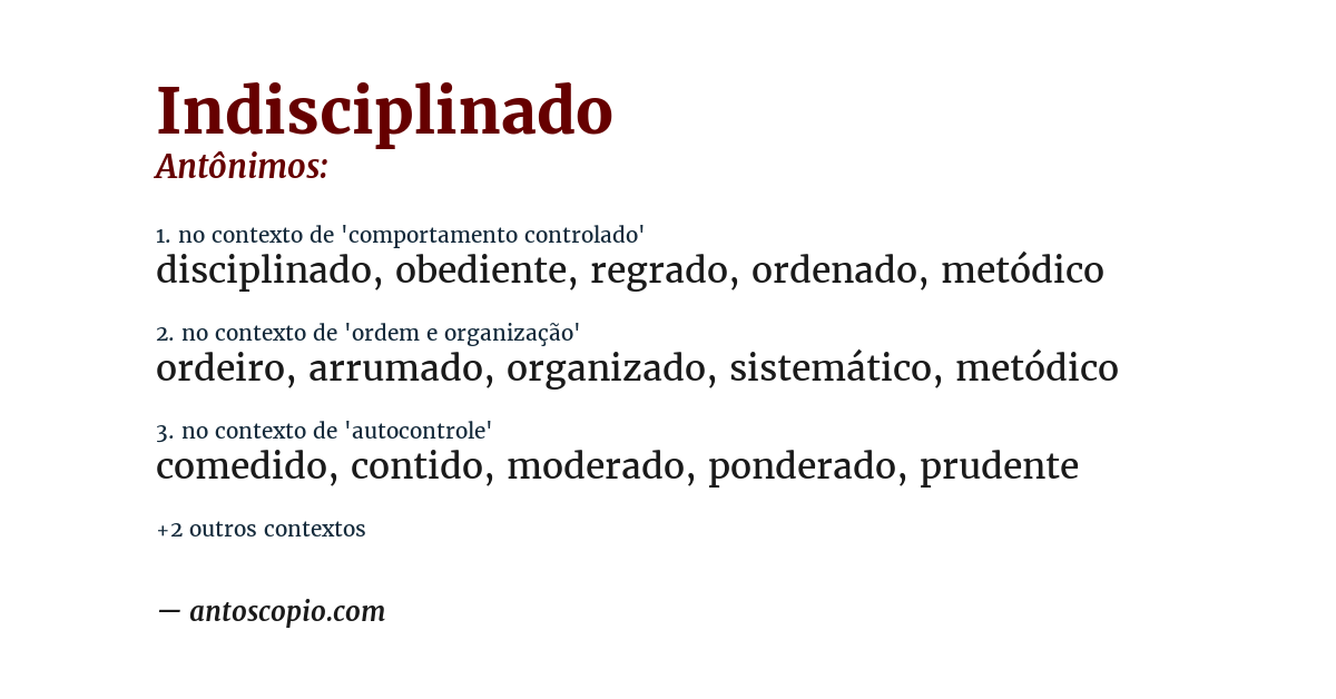 Antônimo de indisciplinado