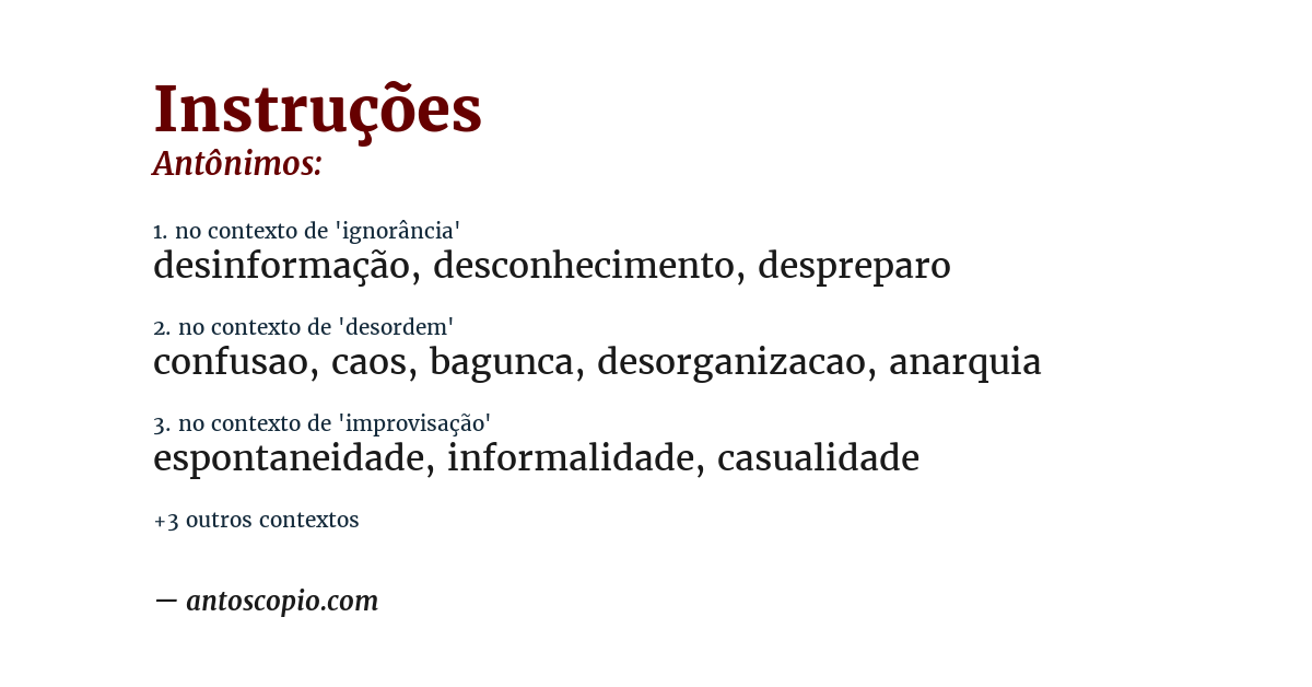 Antônimo de instruções