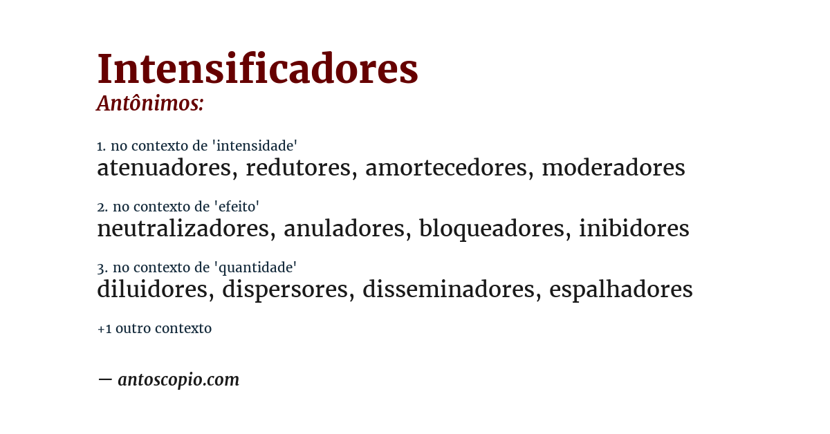 Antônimo de intensificadores