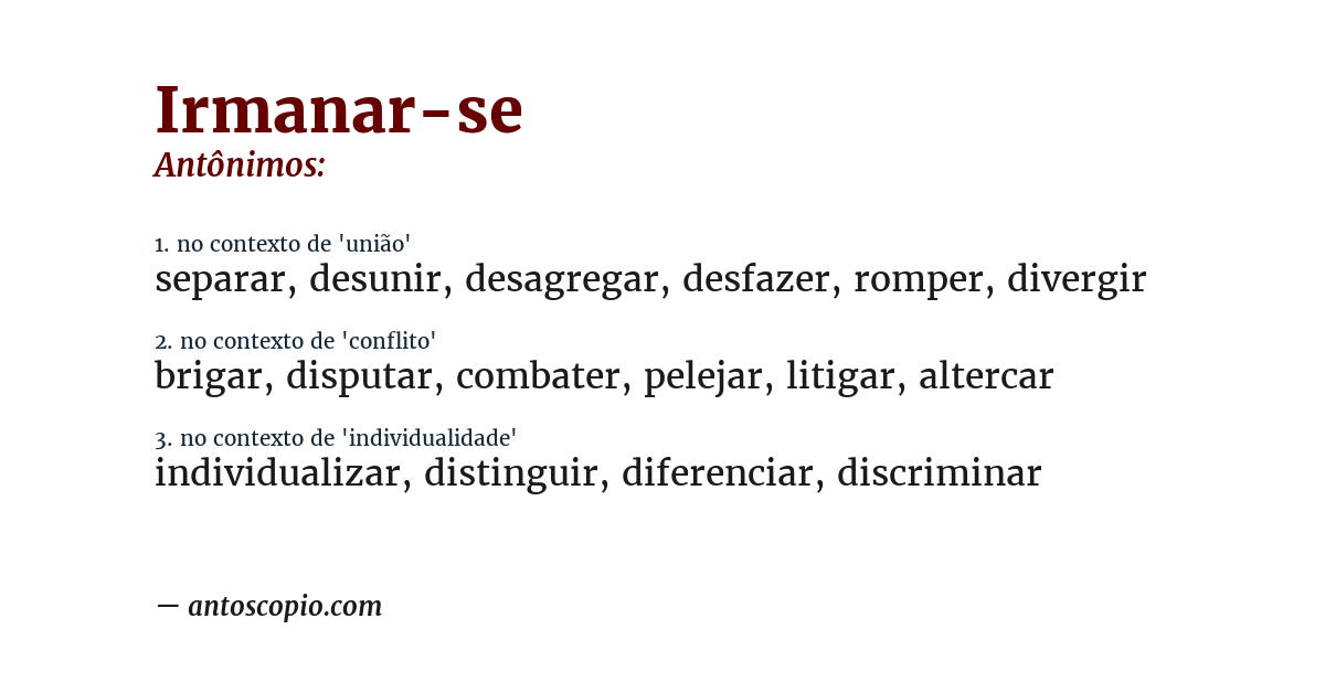 Antônimo de irmanar-se