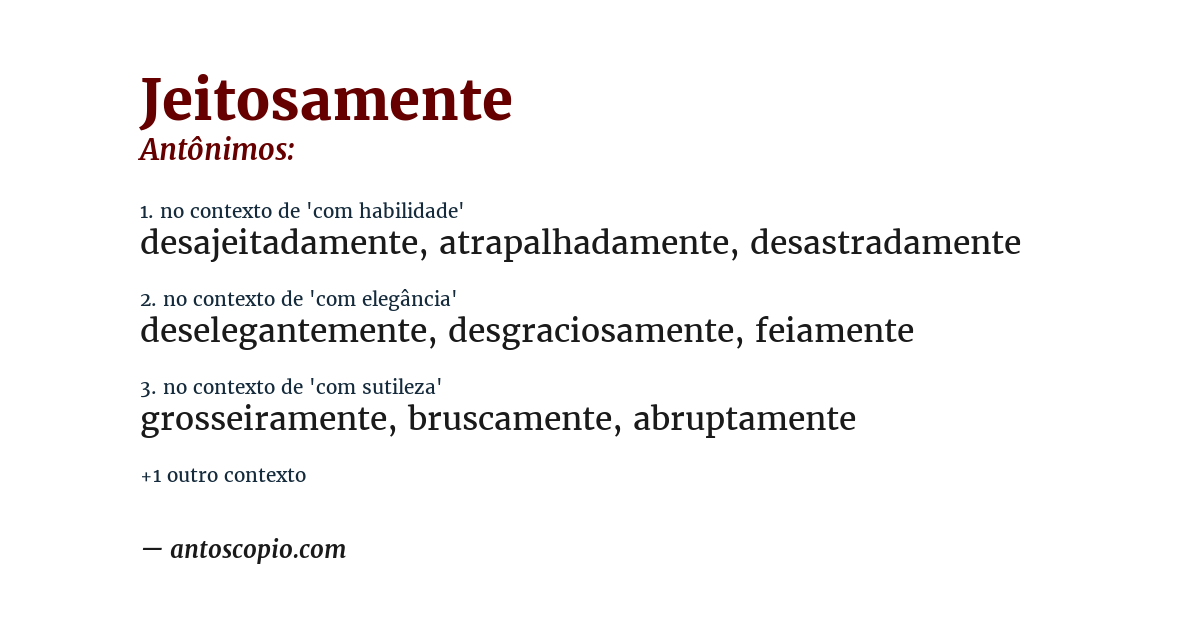 Antônimo de jeitosamente