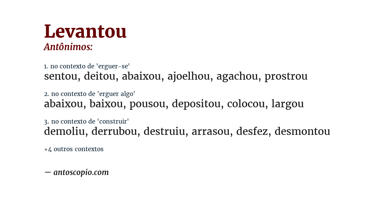 Antônimo de levantou