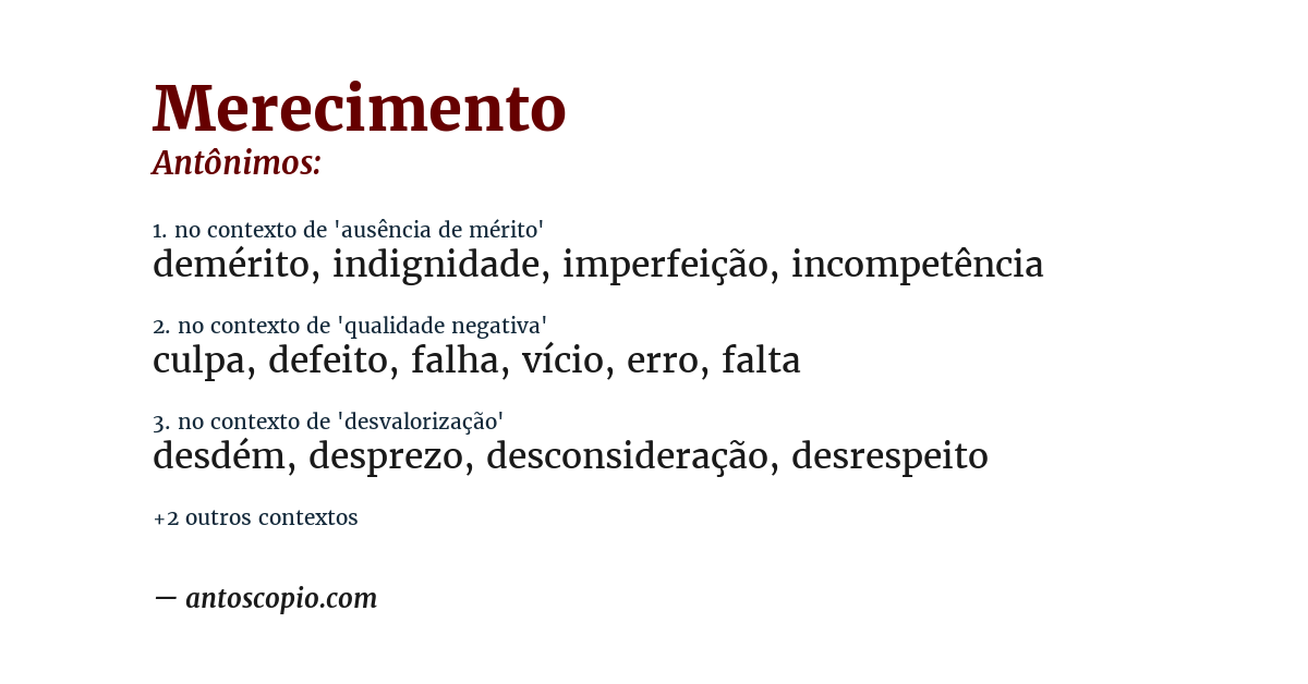 Antônimo de merecimento