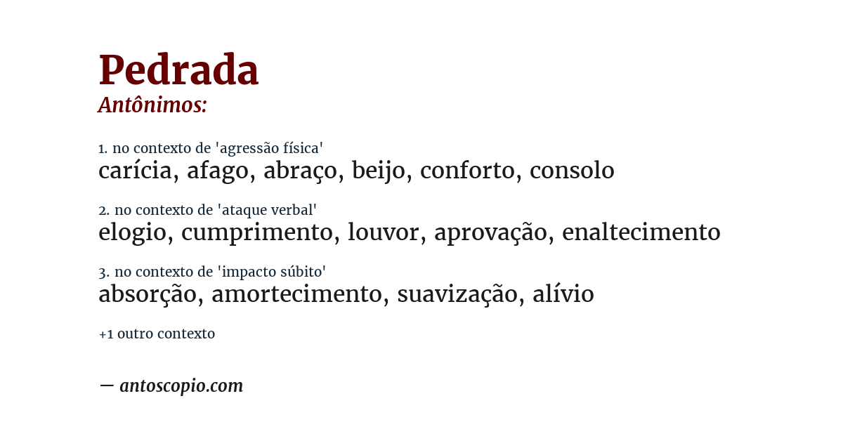 Antônimo de pedrada