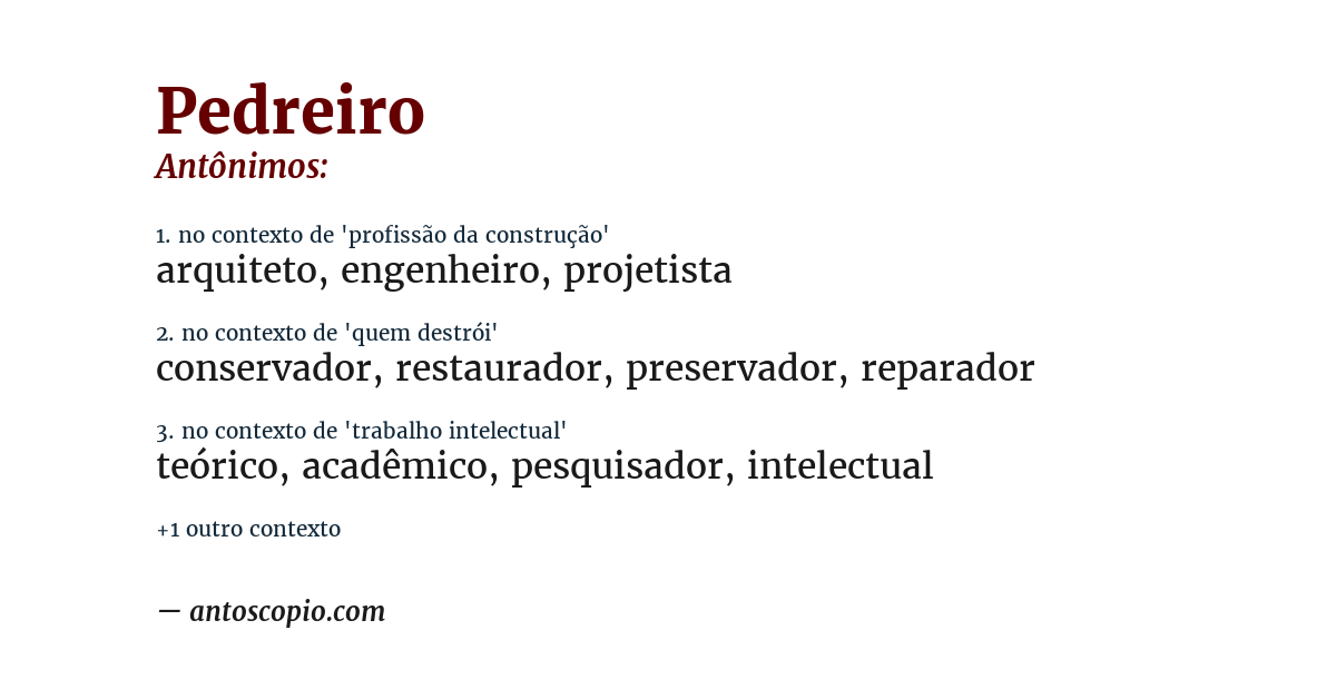 Antônimo de pedreiro