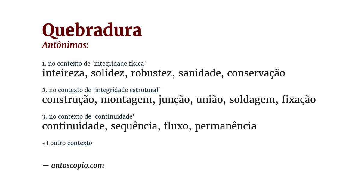 Antônimo de quebradura