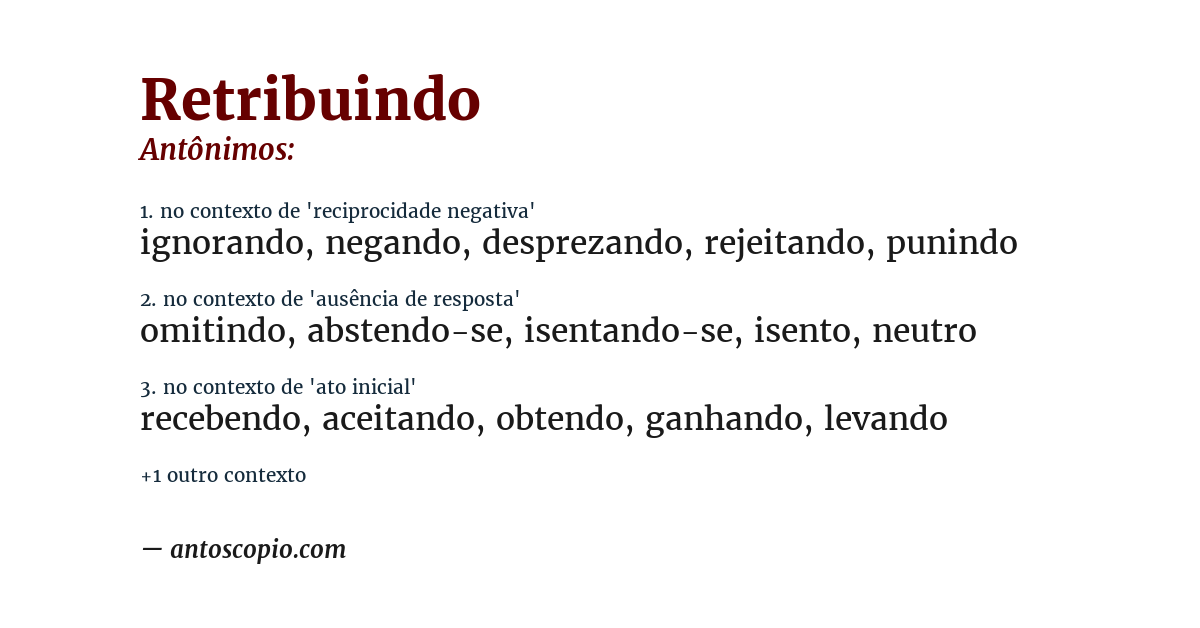 Antônimo de retribuindo