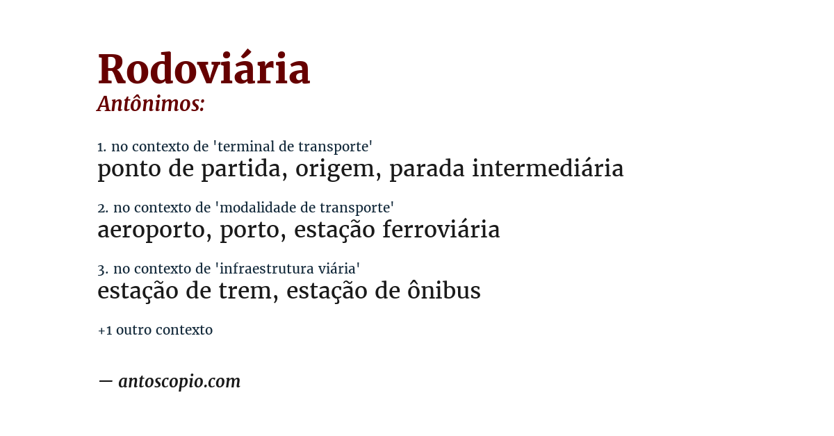 Antônimo de rodoviária