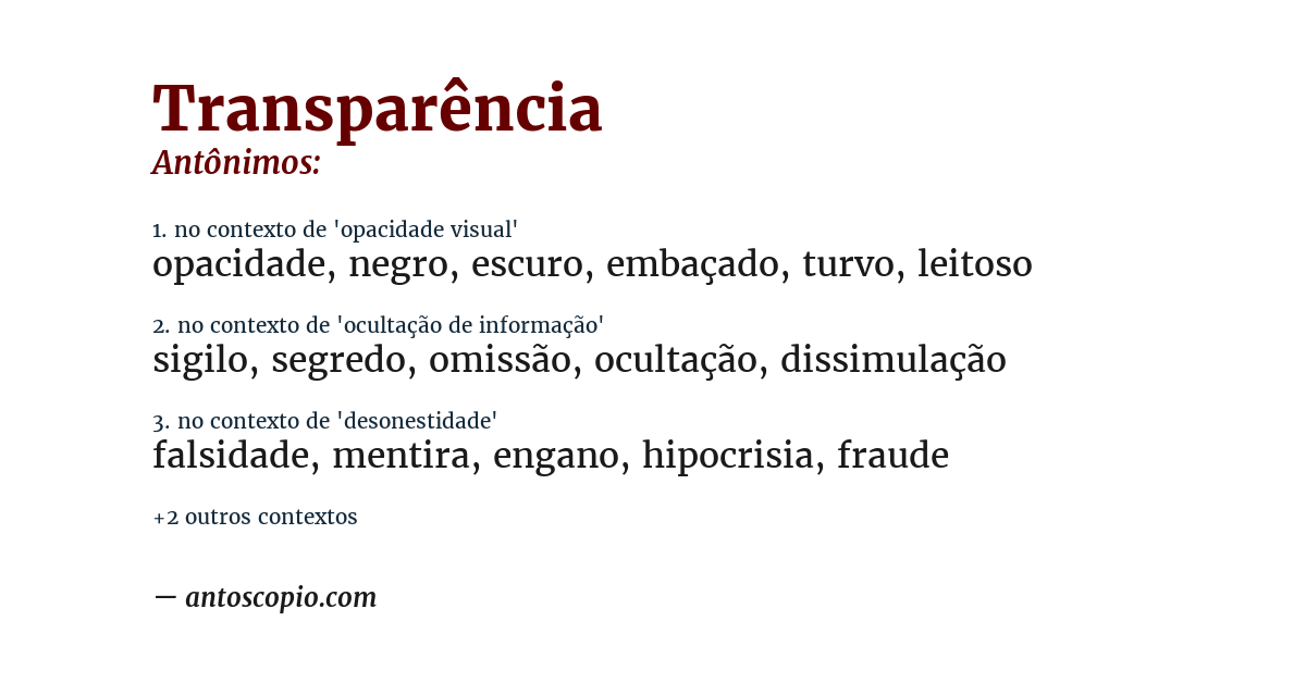 Antônimo de transparência