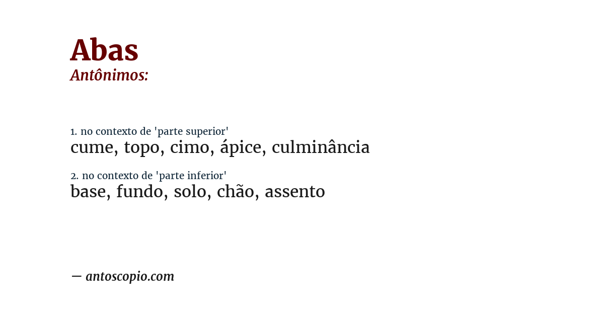 Antônimo de abas