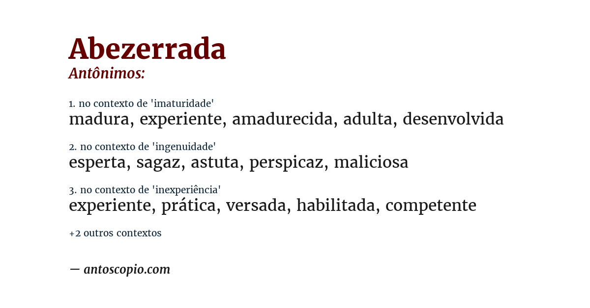 Antônimo de abezerrada