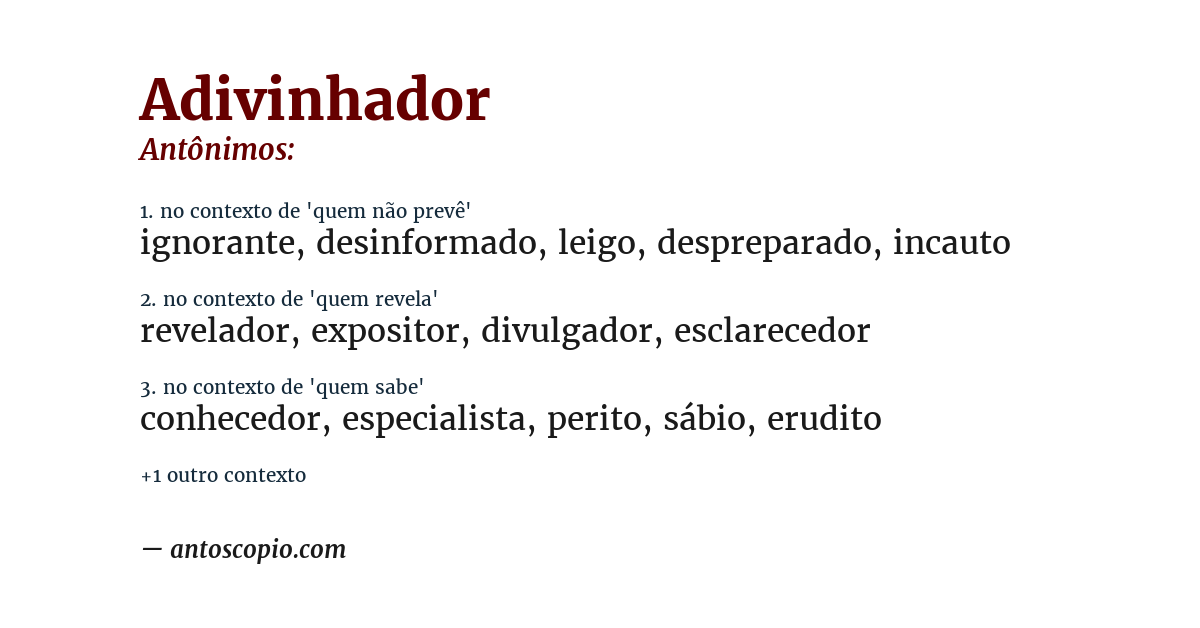Antônimo de adivinhador
