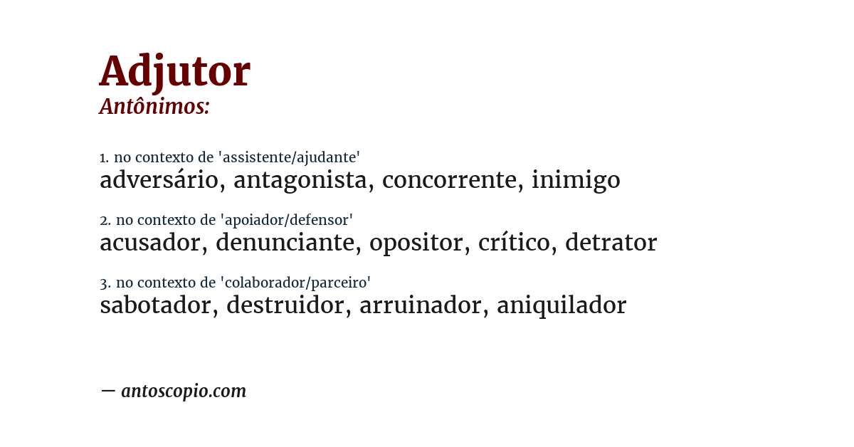 Antônimo de adjutor