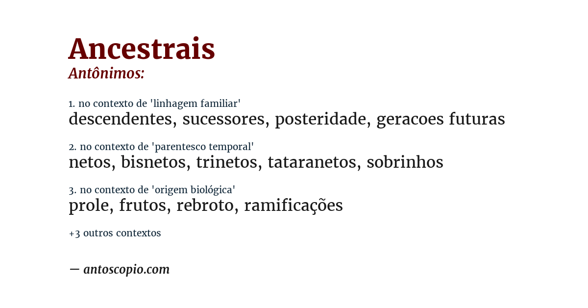 Antônimo de ancestrais
