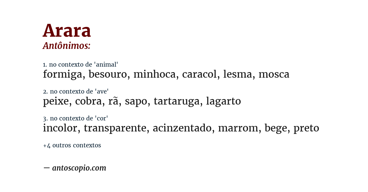 Antônimo de arara