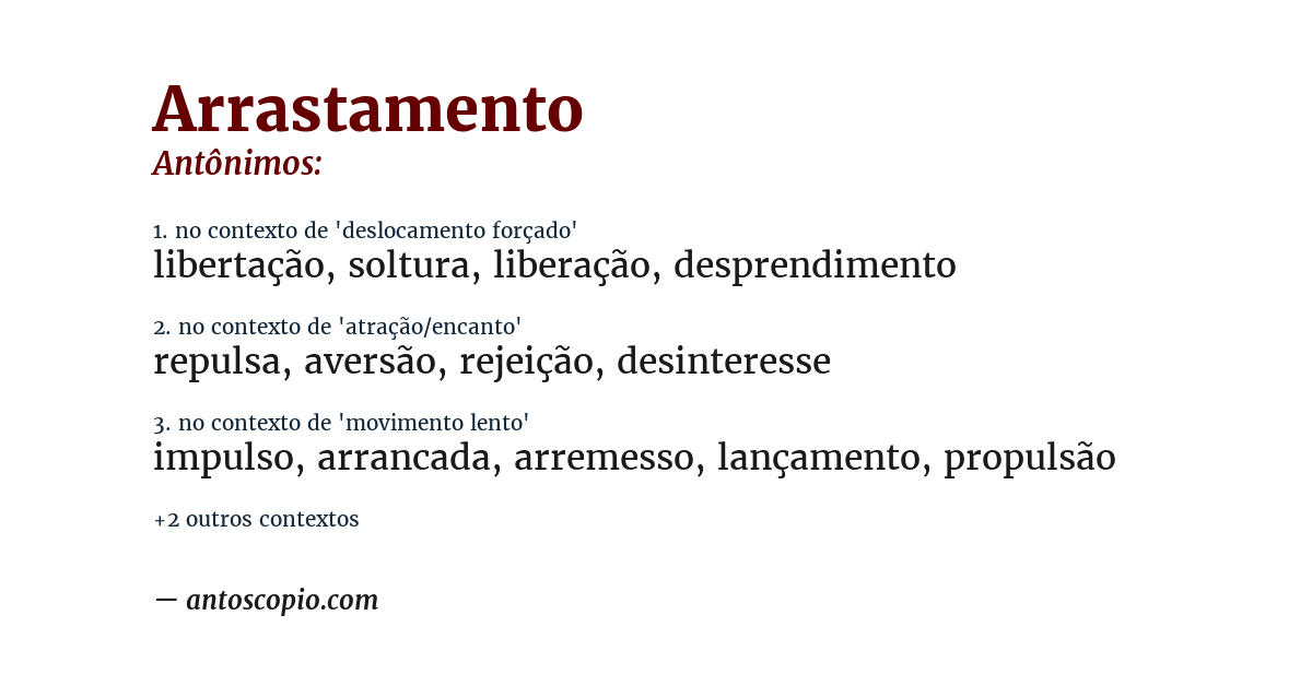 Antônimo de arrastamento