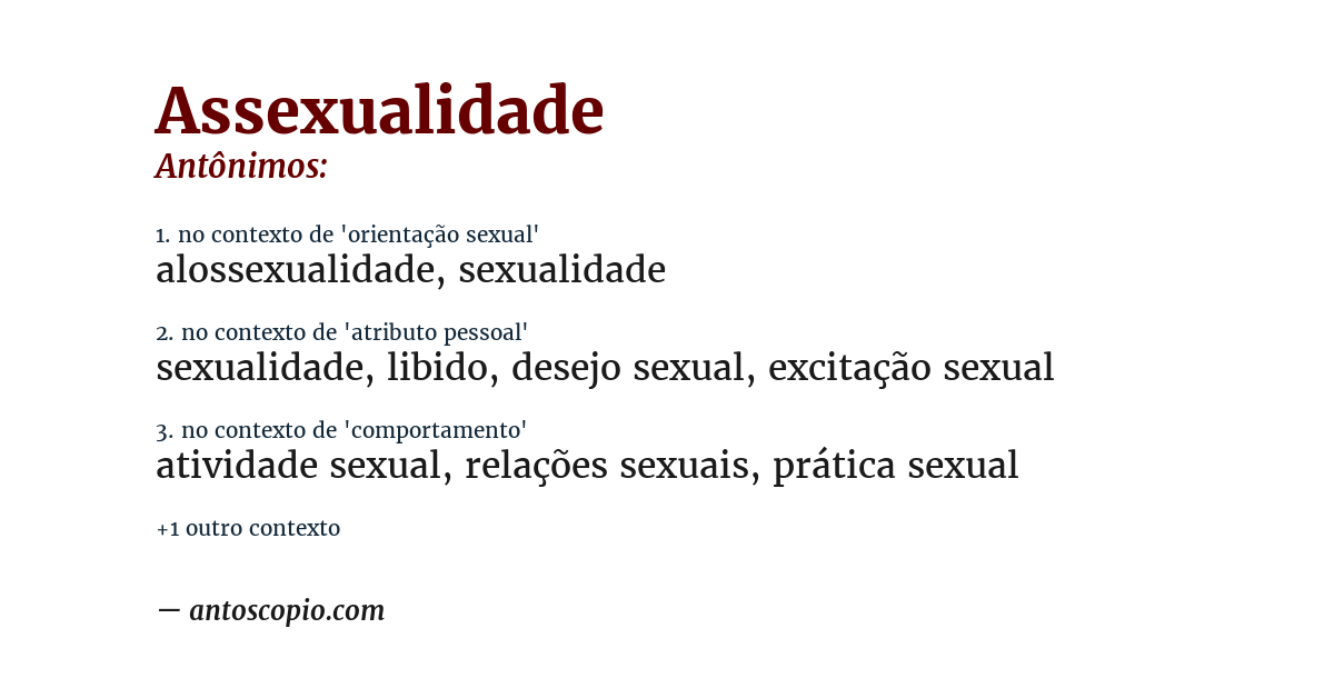 Antônimo de assexualidade