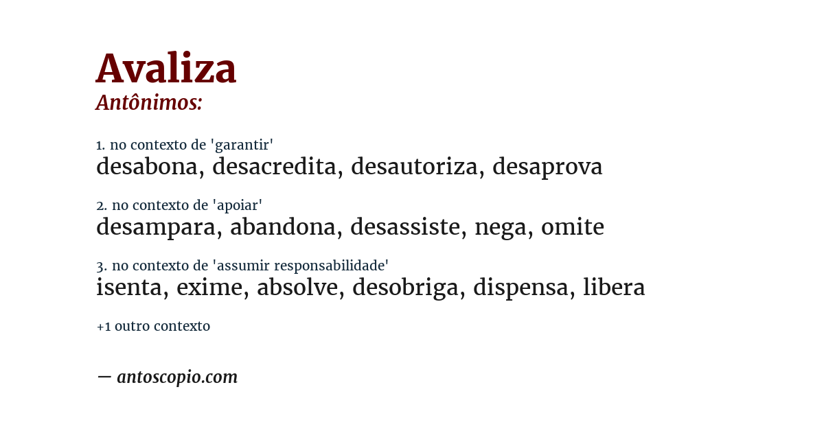 Antônimo de avaliza