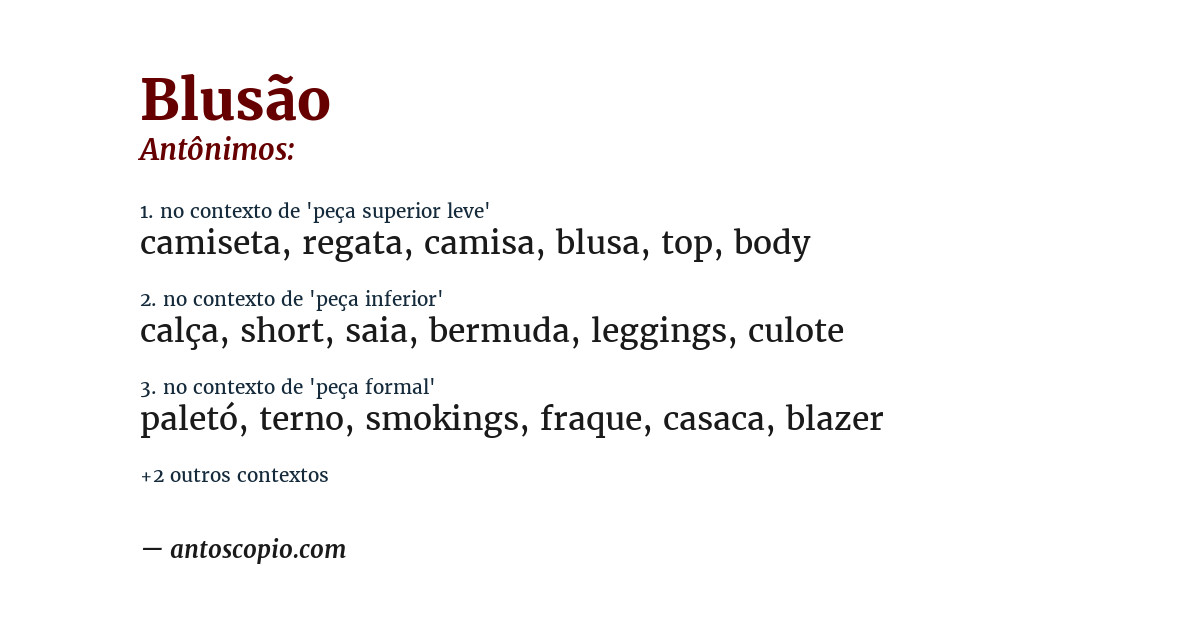 Antônimo de blusão