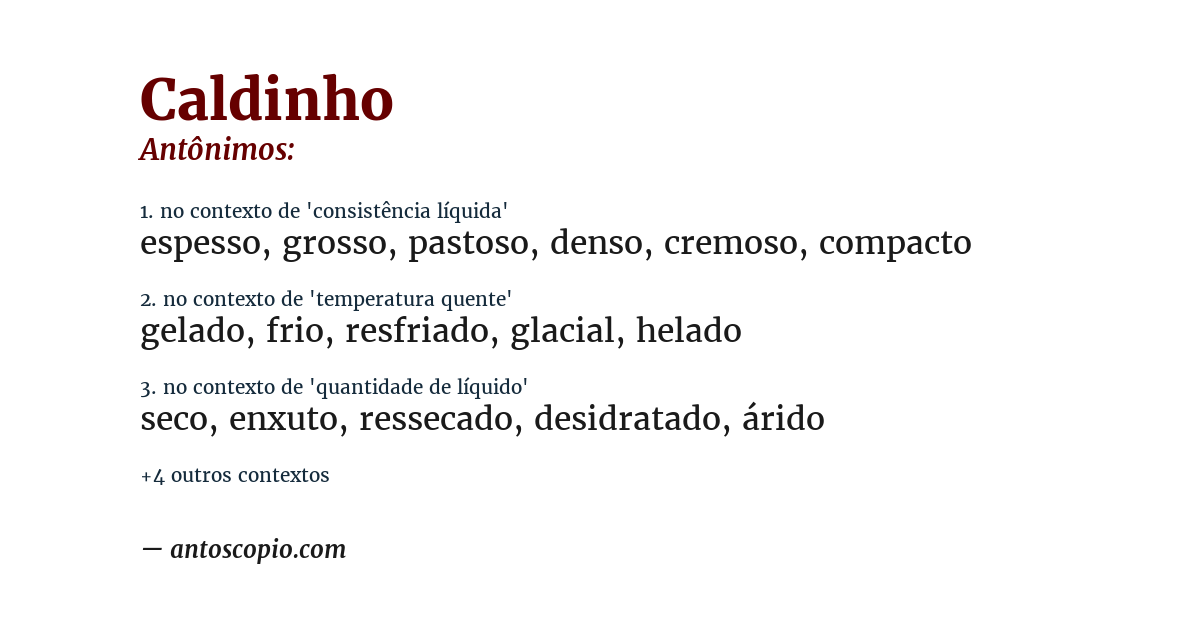 Antônimo de caldinho